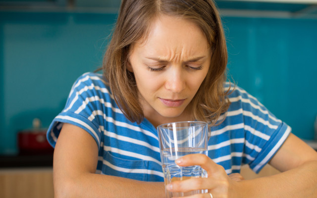 Lady not happy with drinking water